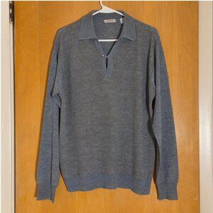 Made In Italy Pullover Collared Sweater Mens M Wool Blend Blue Colorblock Check